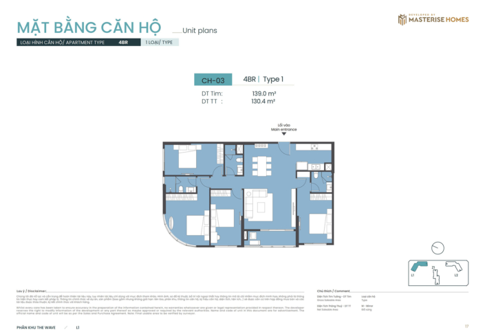 Căn hộ 4 phòng ngủ Tòa L1 Masteri Grand Coast can-4pn-toa-l1-masteri-grand-coast