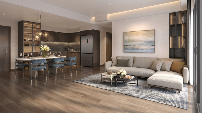 Phòng khách & bếp căn 3PN Masteri Grand Coast masteri-grand-coast-phong-khach-bep-can-3pn